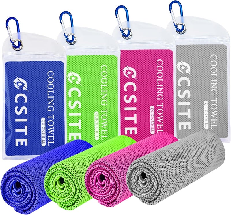 CASITE 4 Pack Cooling Towels (47"x12") for Neck and Face, Ice Towel for Hot Weather, Soft Breathable Chilly Gym Towels, Microfiber Towel for Work Out, Yoga, Running, Camping & More Activities - Image 1